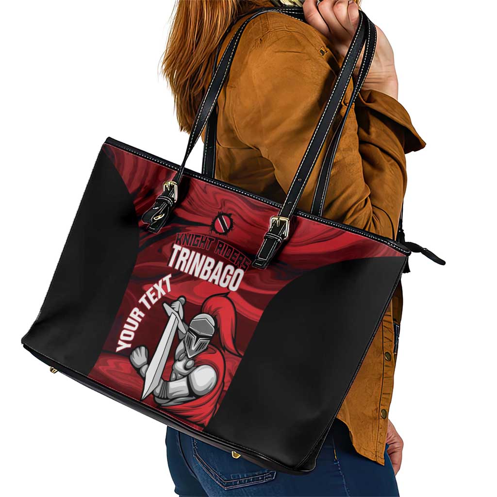 Custom Trinbago Cricket Leather Tote Bag Go Knight Riders Marble Pattern - Wonder Print Shop
