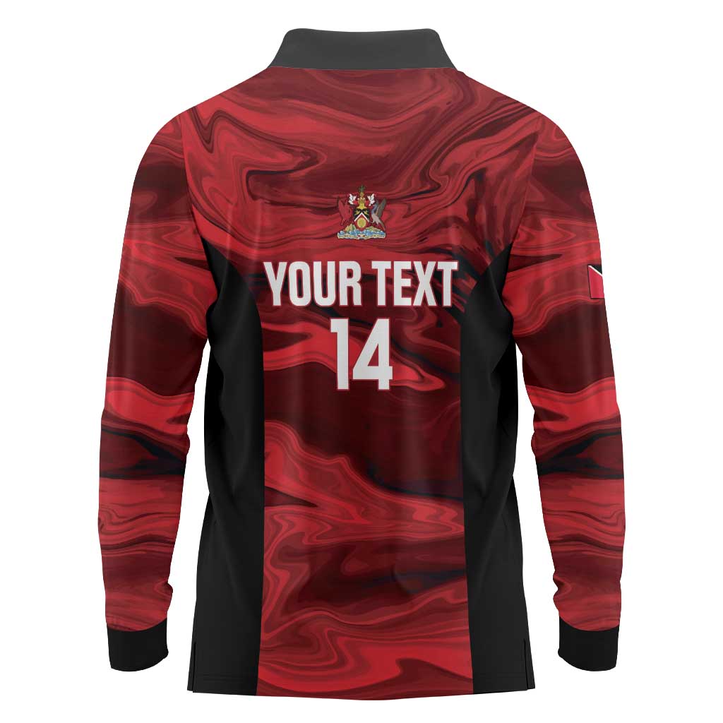 Custom Trinbago Cricket Long Sleeve Polo Shirt Go Knight Riders Marble Pattern - Wonder Print Shop