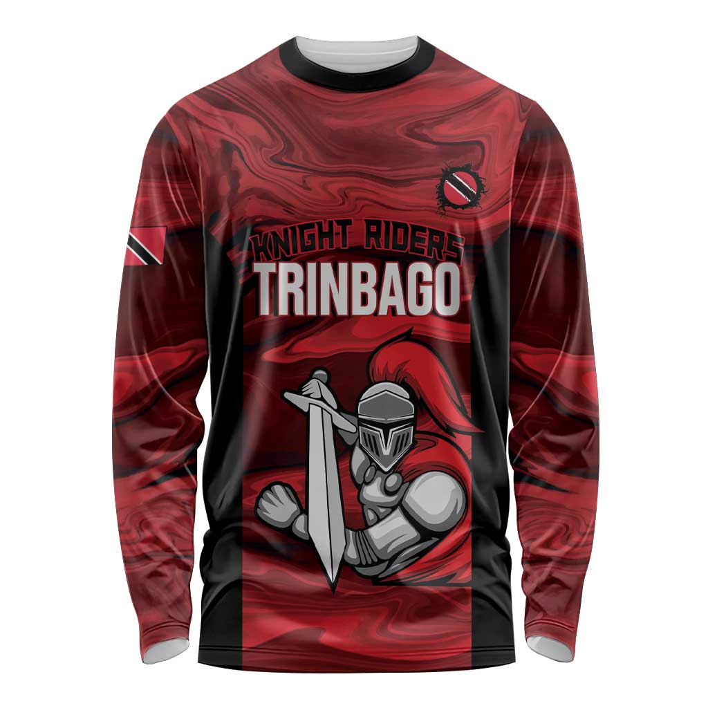 Custom Trinbago Cricket Long Sleeve Shirt Go Knight Riders Marble Pattern - Wonder Print Shop