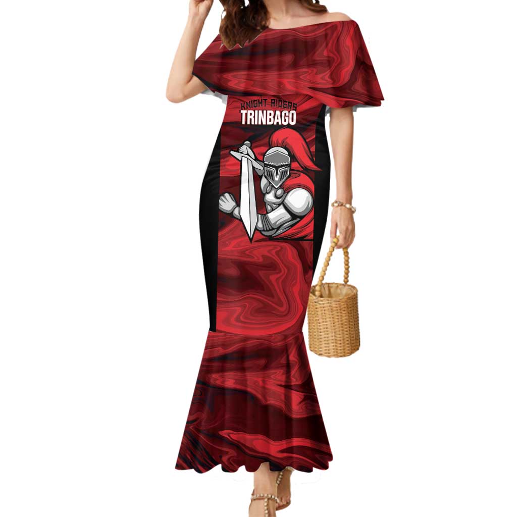 Custom Trinbago Cricket Mermaid Dress Go Knight Riders Marble Pattern - Wonder Print Shop