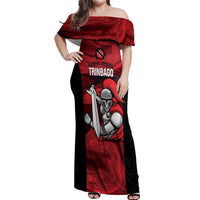 Custom Trinbago Cricket Off Shoulder Maxi Dress Go Knight Riders Marble Pattern - Wonder Print Shop