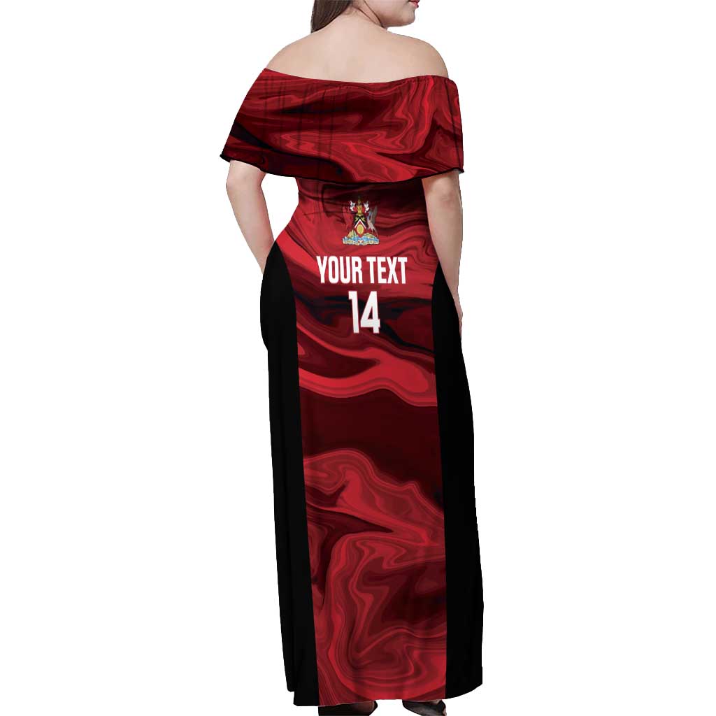 Custom Trinbago Cricket Off Shoulder Maxi Dress Go Knight Riders Marble Pattern - Wonder Print Shop