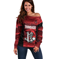Custom Trinbago Cricket Off Shoulder Sweater Go Knight Riders Marble Pattern - Wonder Print Shop