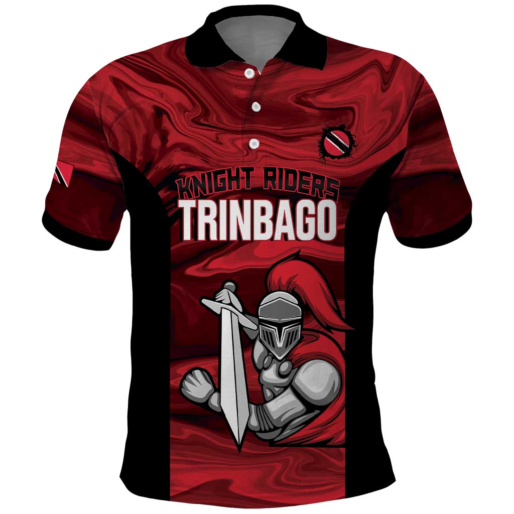Custom Trinbago Cricket Polo Shirt Go Knight Riders Marble Pattern - Wonder Print Shop