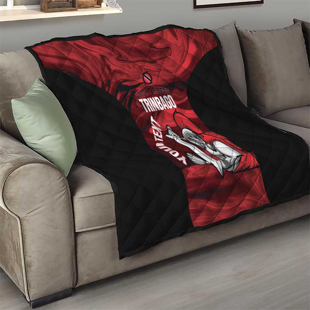 Custom Trinbago Cricket Quilt Go Knight Riders Marble Pattern - Wonder Print Shop