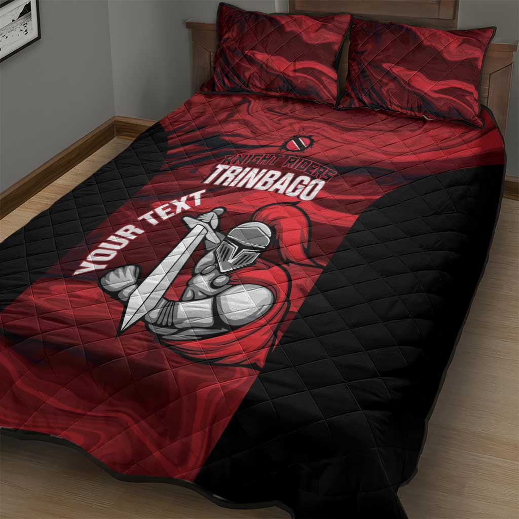 Custom Trinbago Cricket Quilt Bed Set Go Knight Riders Marble Pattern - Wonder Print Shop