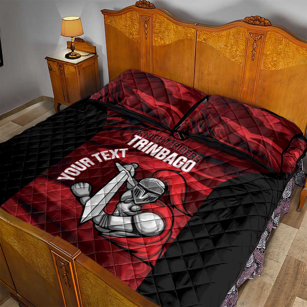 Custom Trinbago Cricket Quilt Bed Set Go Knight Riders Marble Pattern - Wonder Print Shop