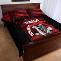 Custom Trinbago Cricket Quilt Bed Set Go Knight Riders Marble Pattern - Wonder Print Shop