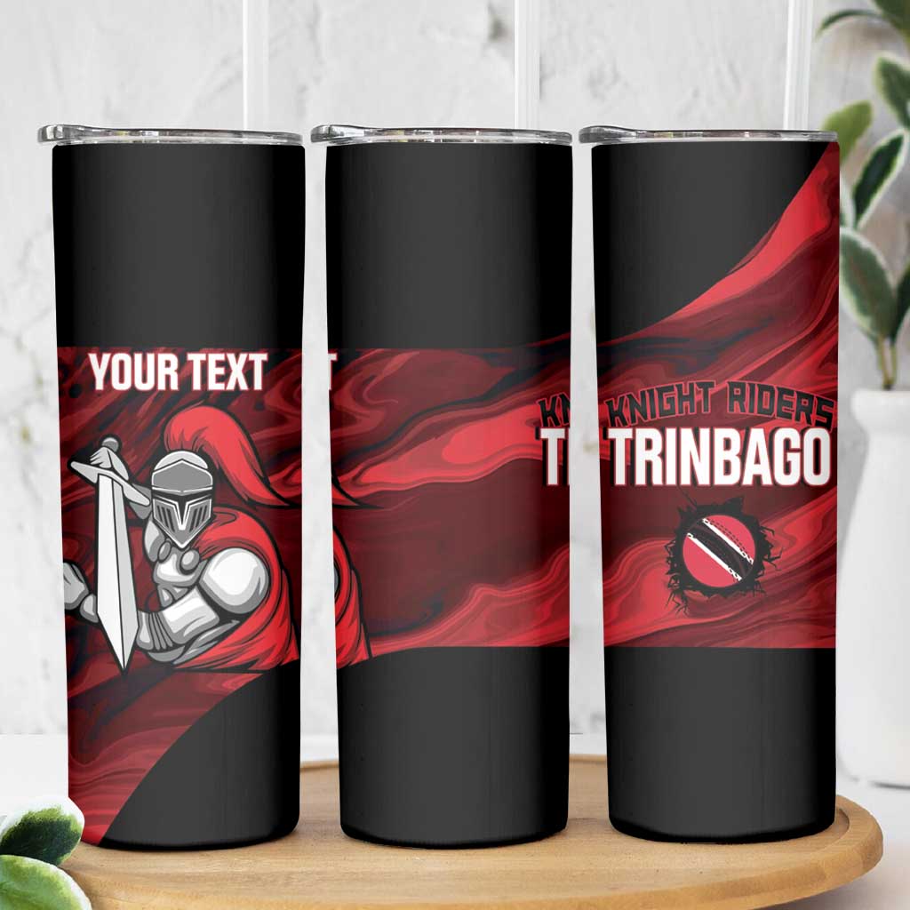 Custom Trinbago Cricket Skinny Tumbler Go Knight Riders Marble Pattern - Wonder Print Shop