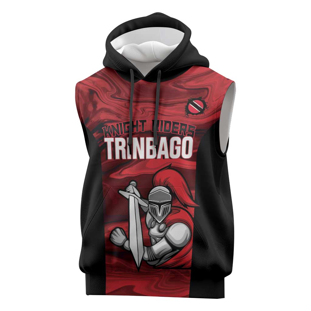 Custom Trinbago Cricket Sleeveless Hoodie Go Knight Riders Marble Pattern - Wonder Print Shop
