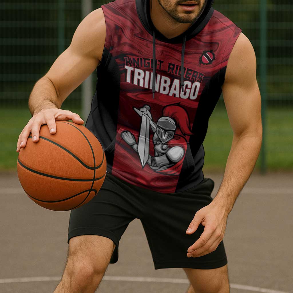 Custom Trinbago Cricket Sleeveless Hoodie Go Knight Riders Marble Pattern - Wonder Print Shop