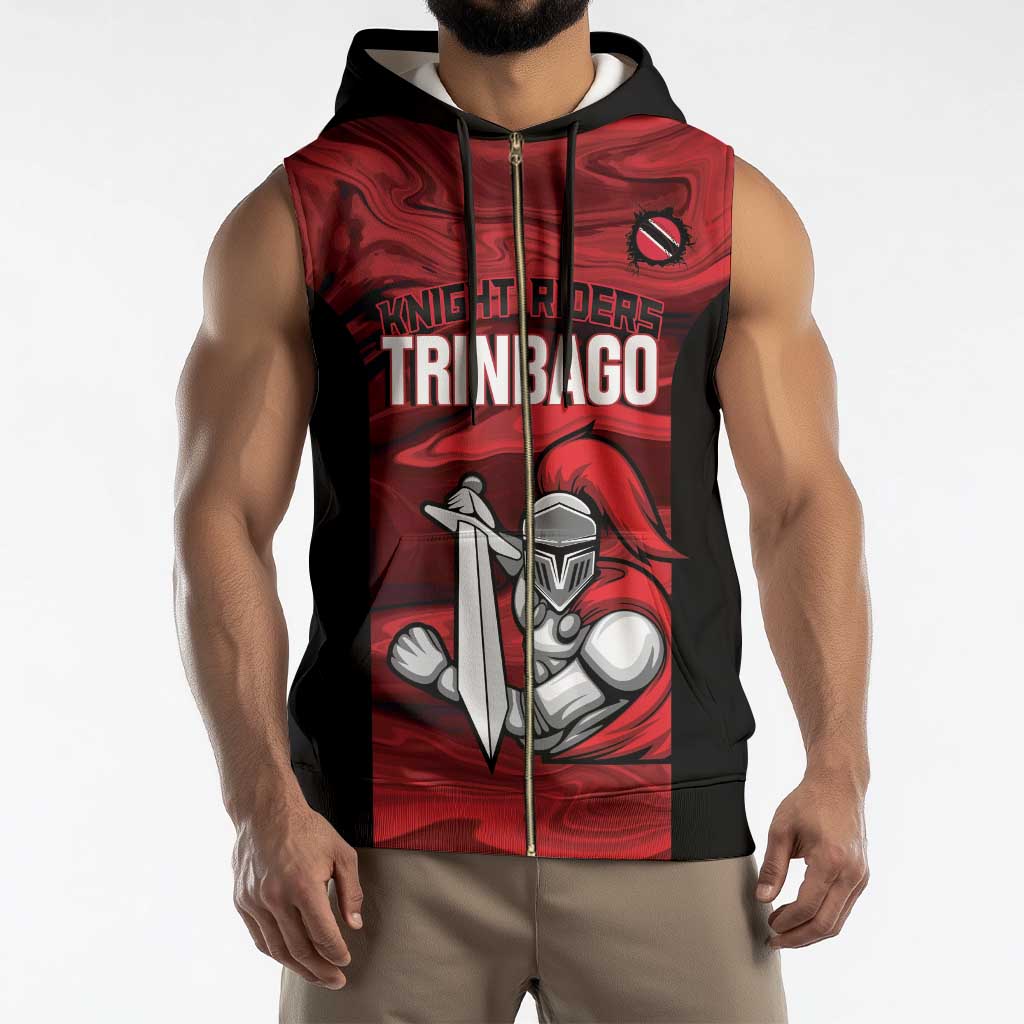 Custom Trinbago Cricket Sleeveless Zip Hoodie Go Knight Riders Marble Pattern - Wonder Print Shop