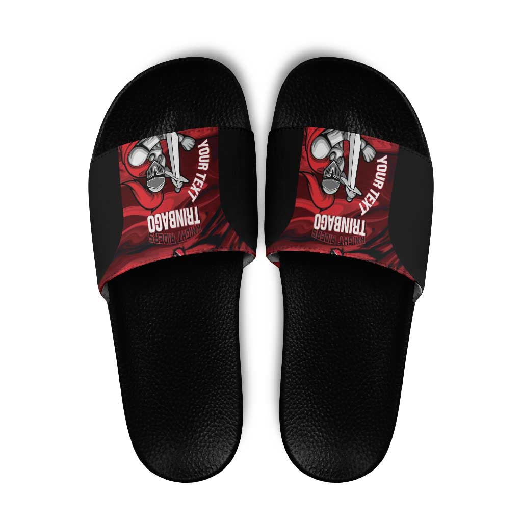 Custom Trinbago Cricket Slide Sandals Go Knight Riders Marble Pattern - Wonder Print Shop