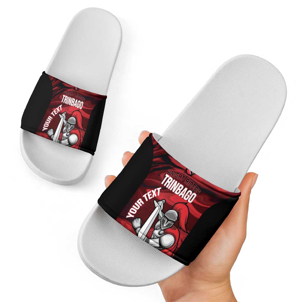Custom Trinbago Cricket Slide Sandals Go Knight Riders Marble Pattern - Wonder Print Shop