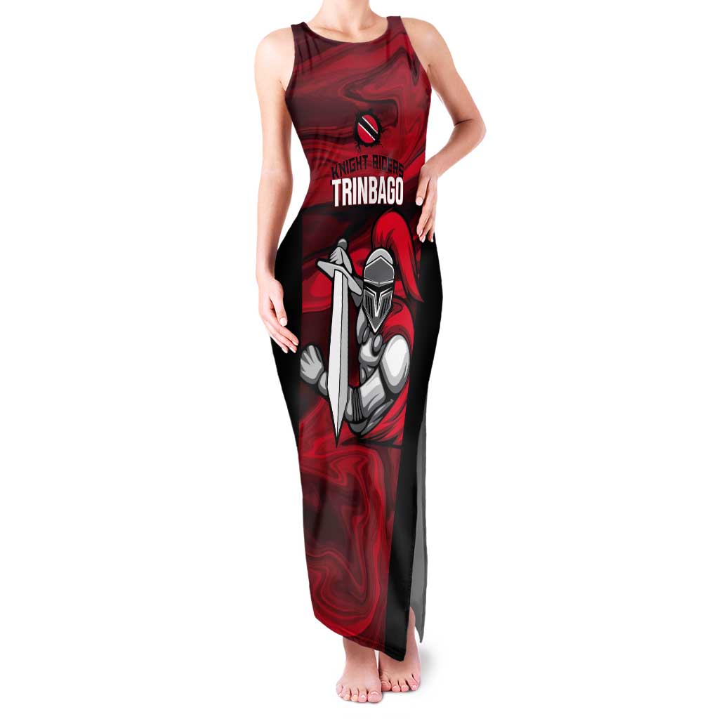 Custom Trinbago Cricket Tank Maxi Dress Go Knight Riders Marble Pattern - Wonder Print Shop
