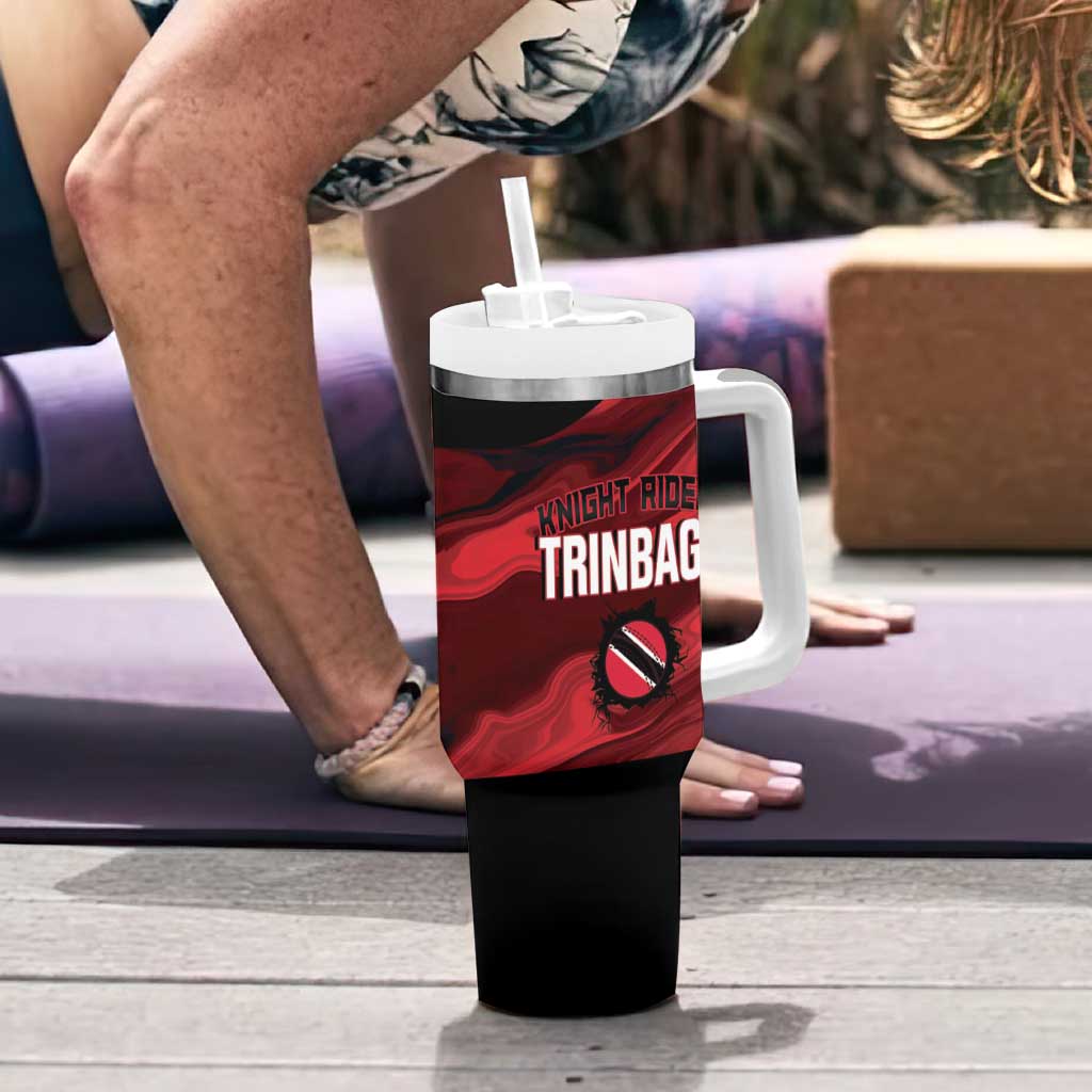 Custom Trinbago Cricket Tumbler With Handle Go Knight Riders Marble Pattern - Wonder Print Shop