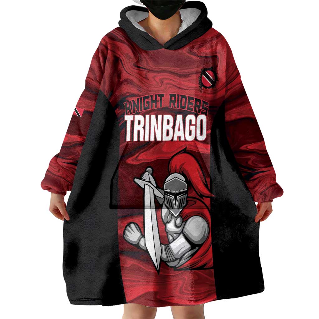 Custom Trinbago Cricket Wearable Blanket Hoodie Go Knight Riders Marble Pattern - Wonder Print Shop