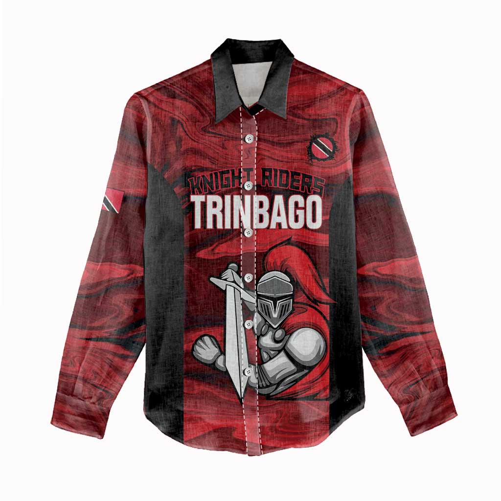 Custom Trinbago Cricket Women Casual Shirt Go Knight Riders Marble Pattern - Wonder Print Shop