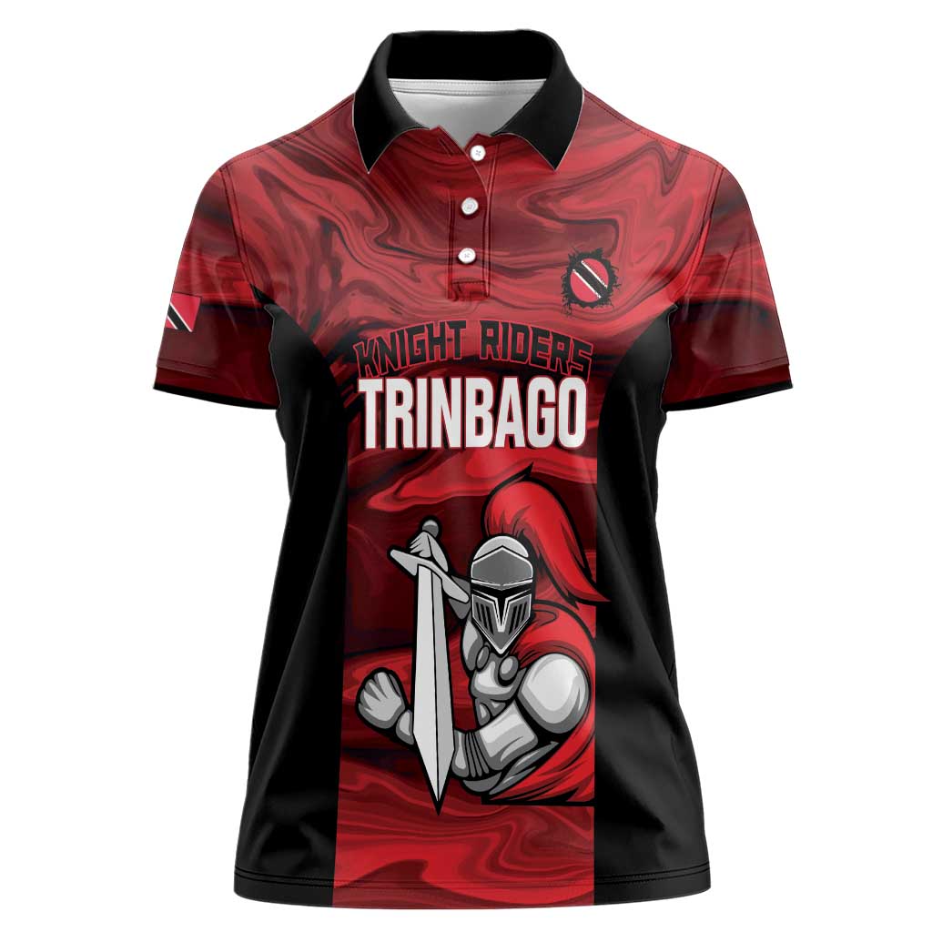 Custom Trinbago Cricket Women Polo Shirt Go Knight Riders Marble Pattern - Wonder Print Shop