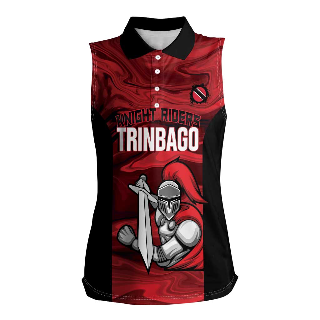 Custom Trinbago Cricket Women Sleeveless Polo Shirt Go Knight Riders Marble Pattern - Wonder Print Shop