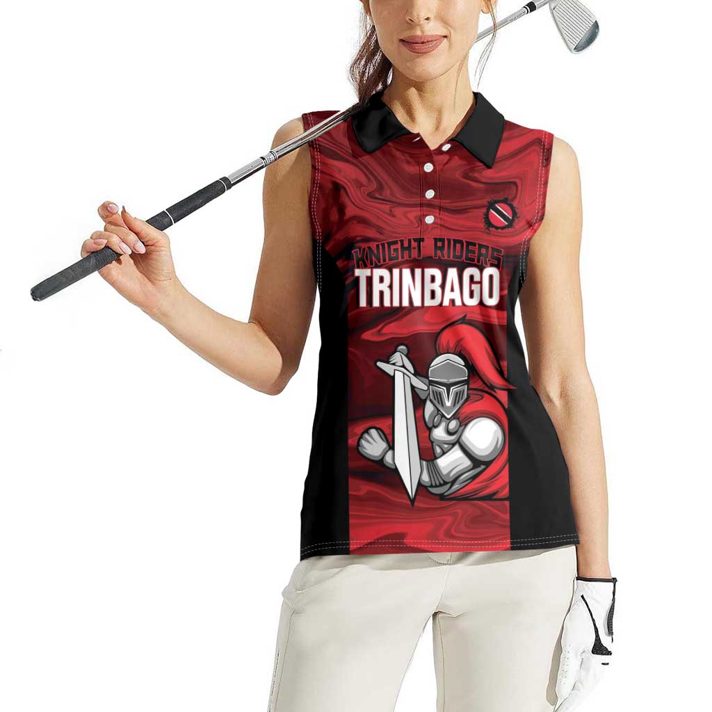 Custom Trinbago Cricket Women Sleeveless Polo Shirt Go Knight Riders Marble Pattern - Wonder Print Shop