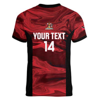 Custom Trinbago Cricket Women V-Neck T-Shirt Go Knight Riders Marble Pattern - Wonder Print Shop