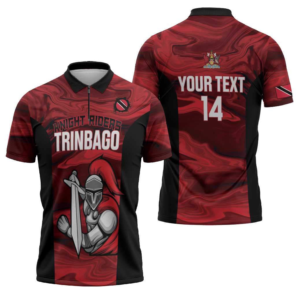 Custom Trinbago Cricket Zipper Polo Shirt Go Knight Riders Marble Pattern - Wonder Print Shop