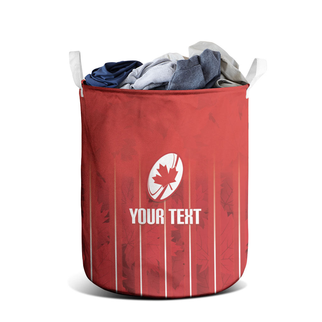 Custom Canada Rugby 2026 Laundry Basket Maple Leaf Striped Line Style