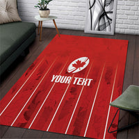 Custom Canada Rugby 2026 Area Rug Maple Leaf Striped Line Style