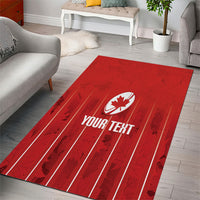 Custom Canada Rugby 2026 Area Rug Maple Leaf Striped Line Style