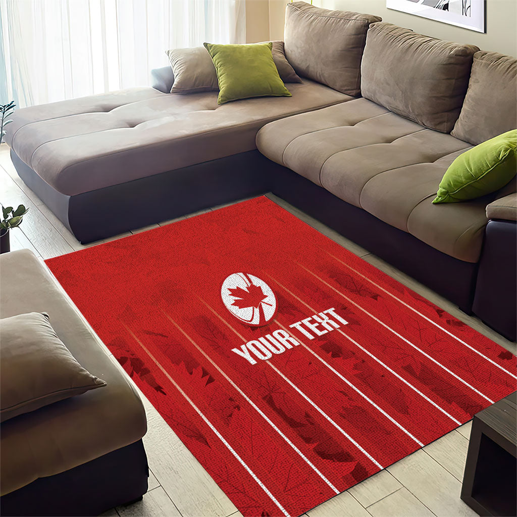 Custom Canada Rugby 2026 Area Rug Maple Leaf Striped Line Style