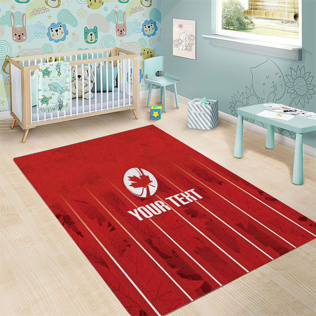 Custom Canada Rugby 2026 Area Rug Maple Leaf Striped Line Style