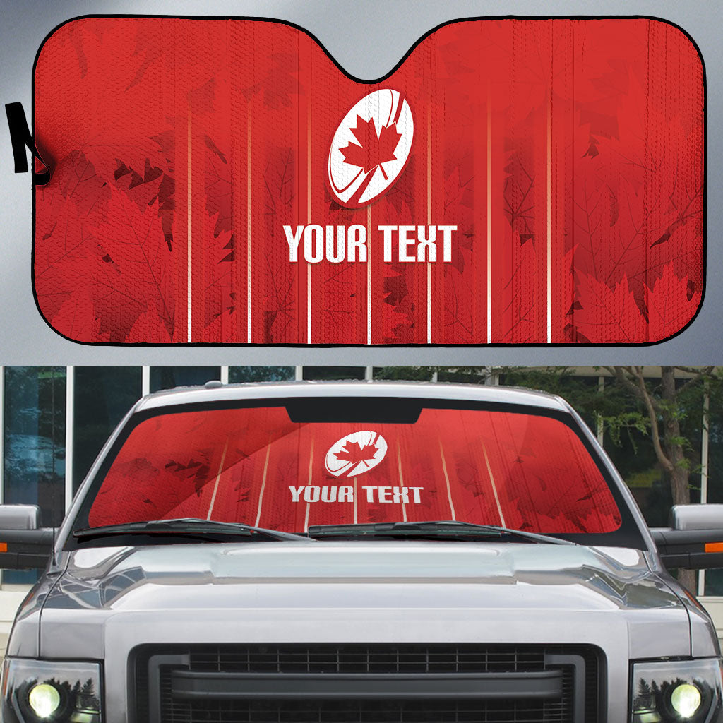 Custom Canada Rugby 2026 Auto Sun Shade Maple Leaf Striped Line Style