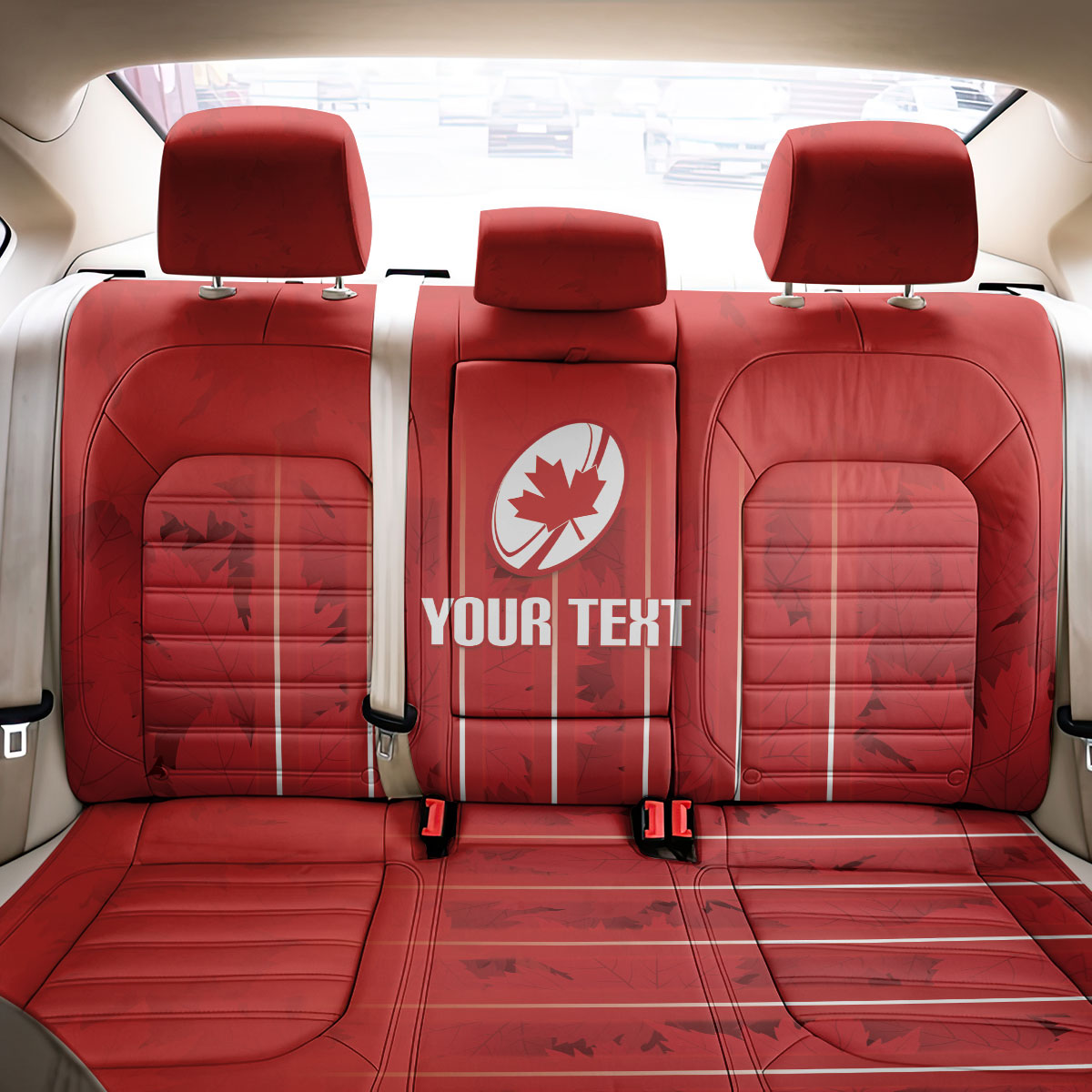 Custom Canada Rugby 2026 Back Car Seat Cover Maple Leaf Striped Line Style