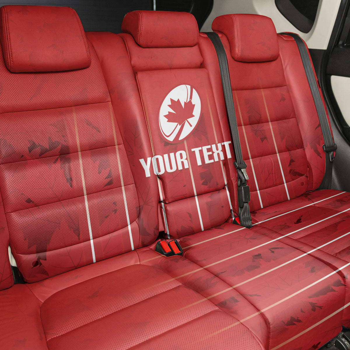 Custom Canada Rugby 2026 Back Car Seat Cover Maple Leaf Striped Line Style