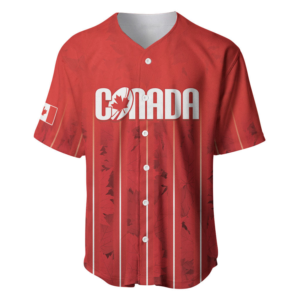 Custom Canada Rugby 2026 Baseball Jersey Maple Leaf Striped Line Style
