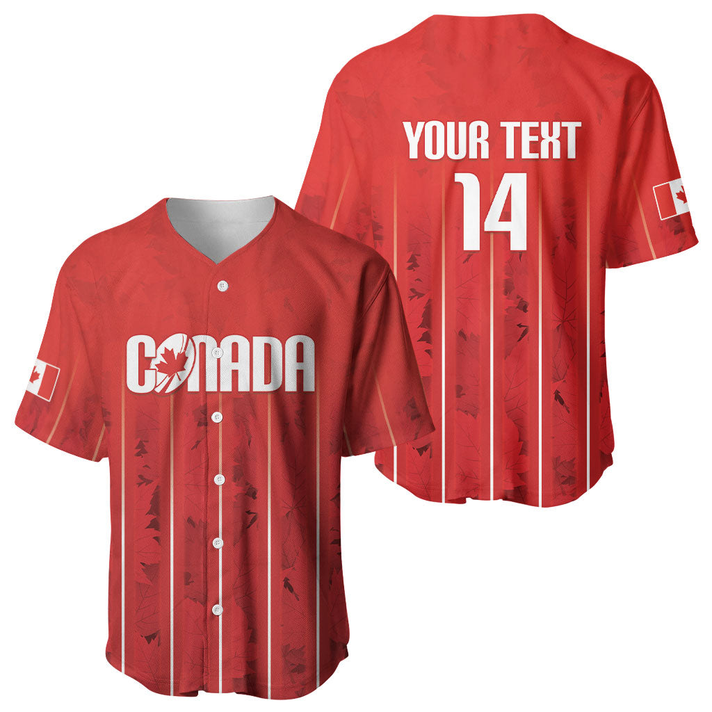 Custom Canada Rugby 2026 Baseball Jersey Maple Leaf Striped Line Style