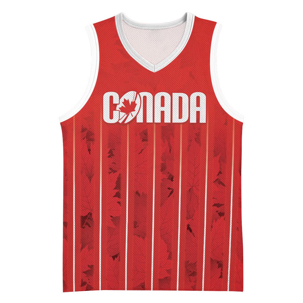 Custom Canada Rugby 2026 Basketball Jersey Maple Leaf Striped Line Style