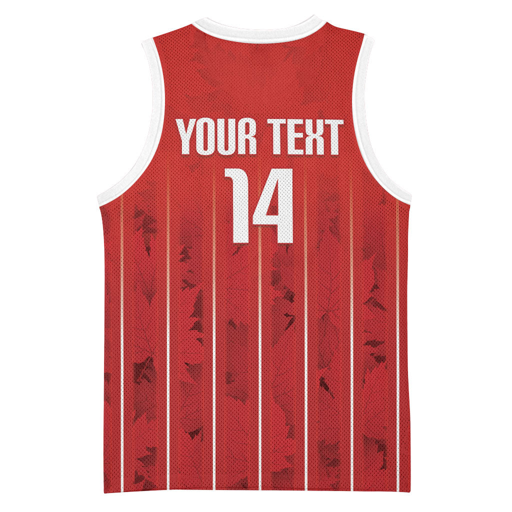 Custom Canada Rugby 2026 Basketball Jersey Maple Leaf Striped Line Style