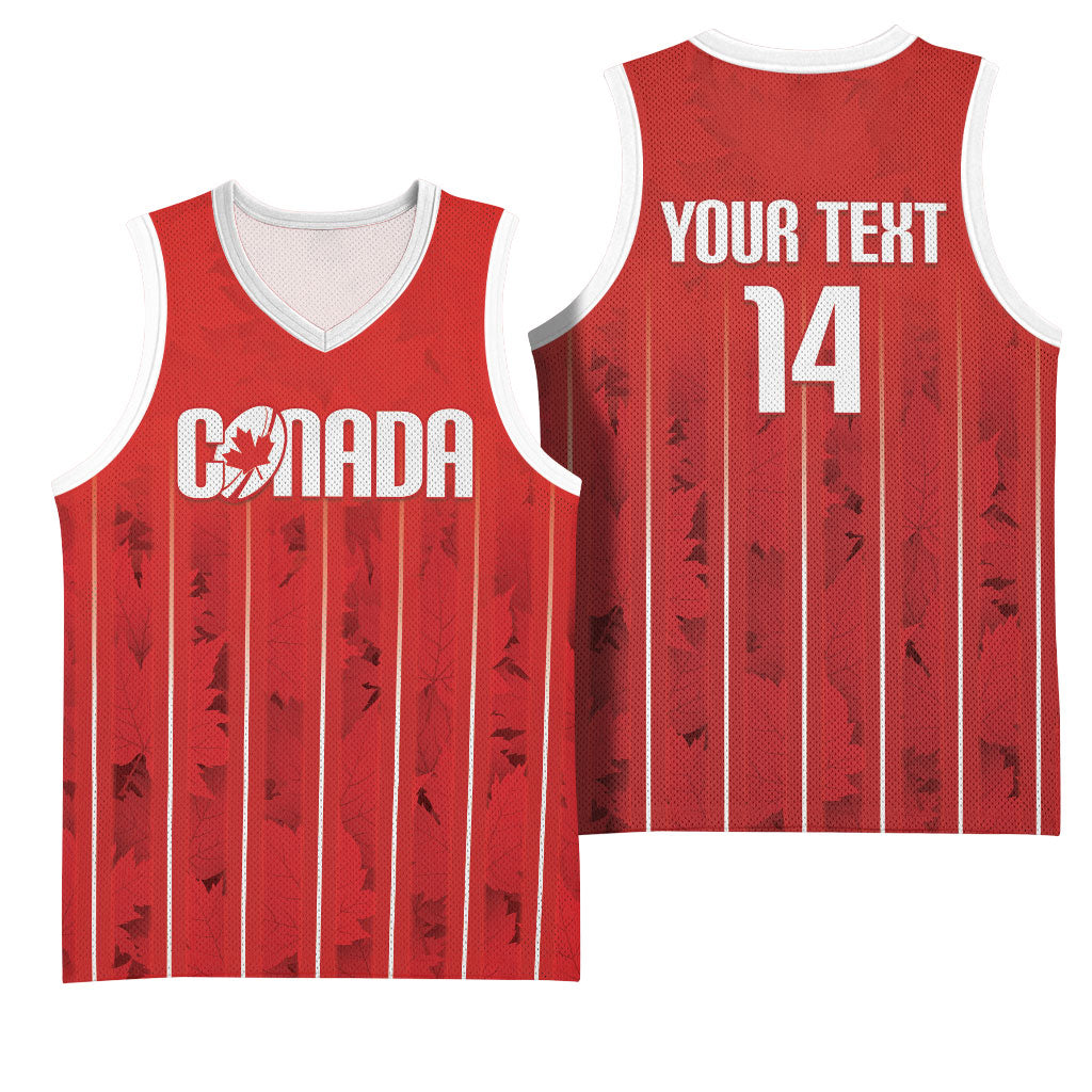 Custom Canada Rugby 2026 Basketball Jersey Maple Leaf Striped Line Style