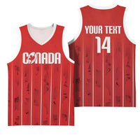 Custom Canada Rugby 2026 Basketball Jersey Maple Leaf Striped Line Style