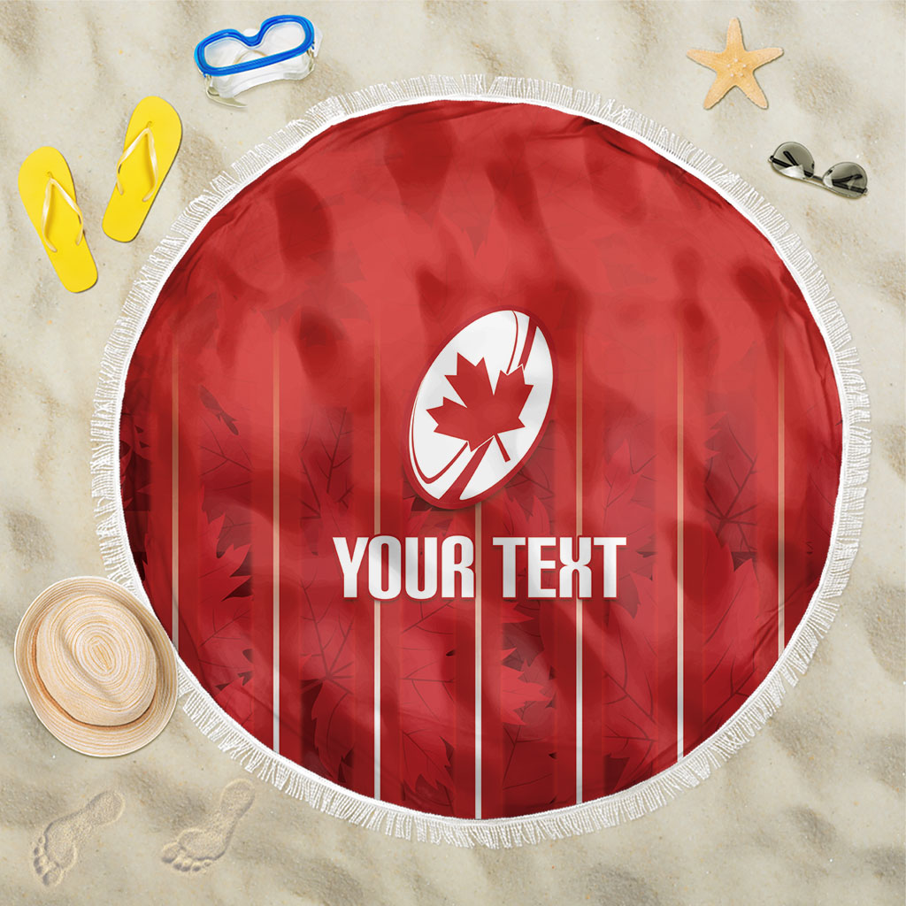 Custom Canada Rugby 2026 Beach Blanket Maple Leaf Striped Line Style