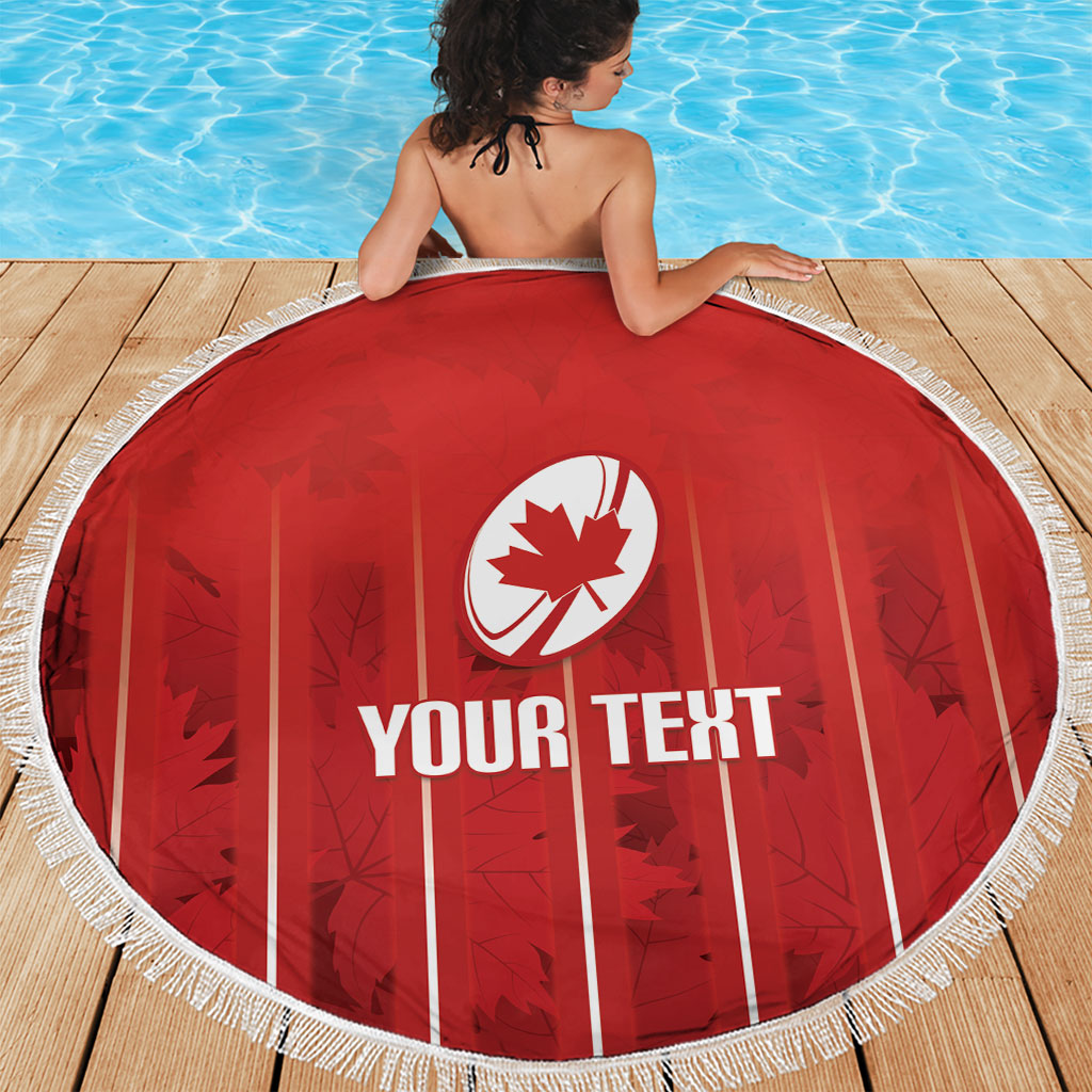 Custom Canada Rugby 2026 Beach Blanket Maple Leaf Striped Line Style