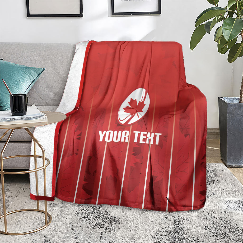 Custom Canada Rugby 2026 Blanket Maple Leaf Striped Line Style