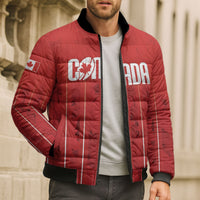 Custom Canada Rugby 2026 Bomber Puffer Jacket Maple Leaf Striped Line Style
