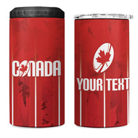 Custom Canada Rugby 2026 4 in 1 Can Cooler Tumbler Maple Leaf Striped Line Style
