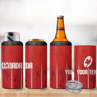 Custom Canada Rugby 2026 4 in 1 Can Cooler Tumbler Maple Leaf Striped Line Style