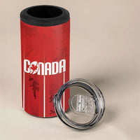 Custom Canada Rugby 2026 4 in 1 Can Cooler Tumbler Maple Leaf Striped Line Style