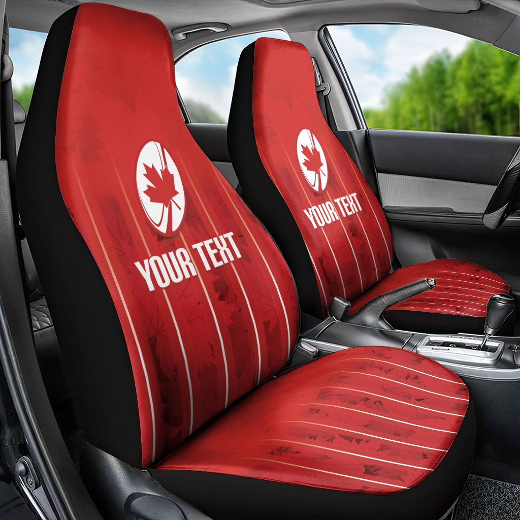 Custom Canada Rugby 2026 Car Seat Cover Maple Leaf Striped Line Style