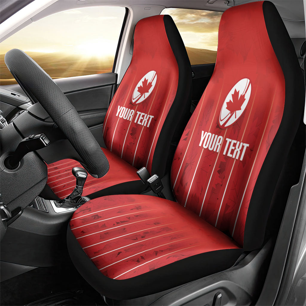 Custom Canada Rugby 2026 Car Seat Cover Maple Leaf Striped Line Style